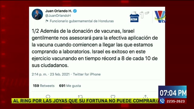 Israel brindará asesoría a Honduras en el proceso de vacunación
