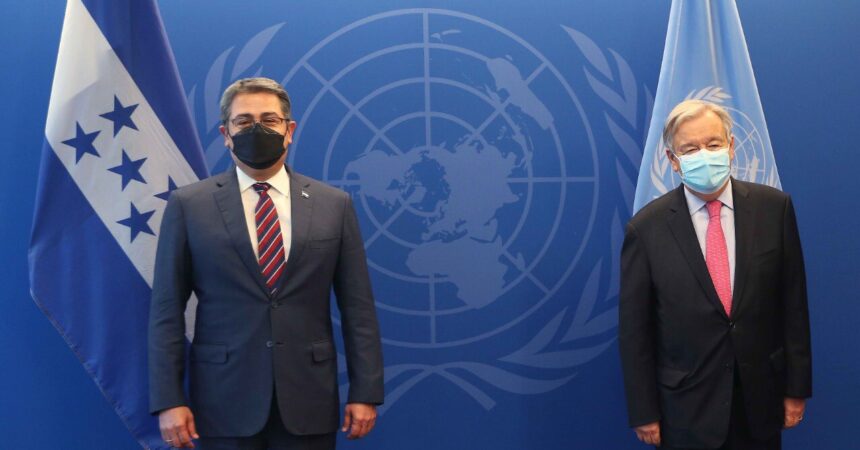 Pdte. Juan Orlando Hernández y el Secretario General de la ONU