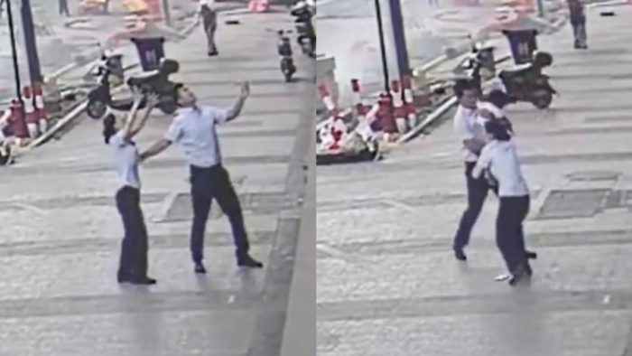 Hombre salva a una niña que caía de un quinto piso (VIDEO)