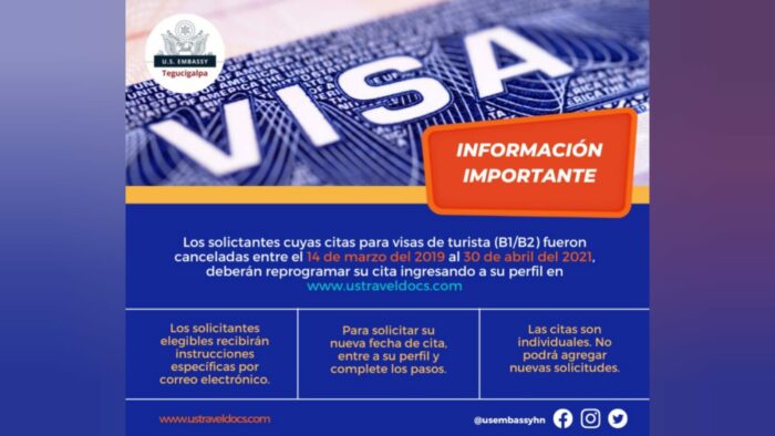 Embajada de EEUU abrirá citas adicionales para visa de turista B1 y B2