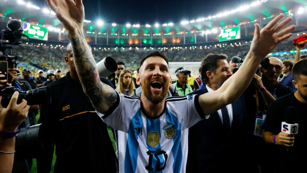 Lionel Messi Argentina v Brasil Eliminatorias Sudamericanas 11212023 (Wagner Meier/Getty Images)